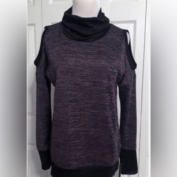 NWT! RBX Purple Cold Shoulder Long Sleeve Wicking Cowl Neck Size Medium - Picture 2 of 11